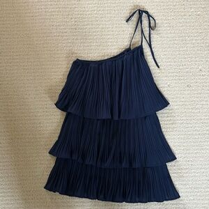Navy one shoulder dress